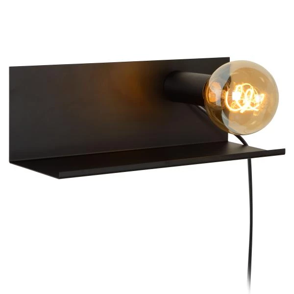 Lucide SEBO - Bedside lamp / Wall light - 1xE27 - Black - detail 1